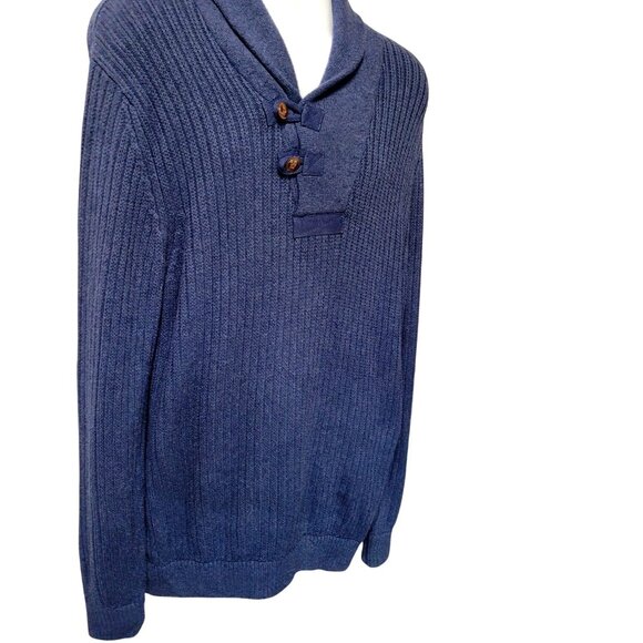 Duluth Trading Co Men's Brigadier Shawl Collar Sweater L Tall Blue Preppy - Picture 7 of 15